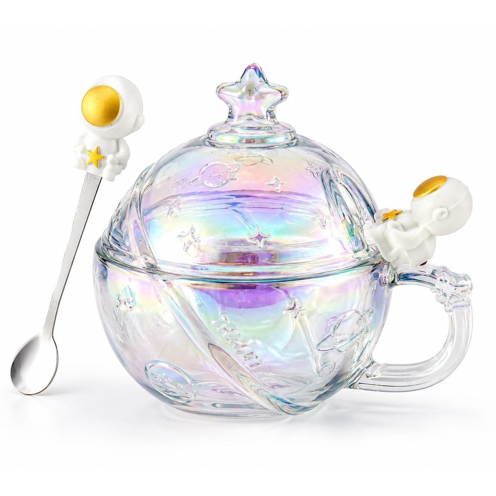Room 2 Room Glass Planet Mug With‎ Spoon – Astronaut Handle – Original Box
